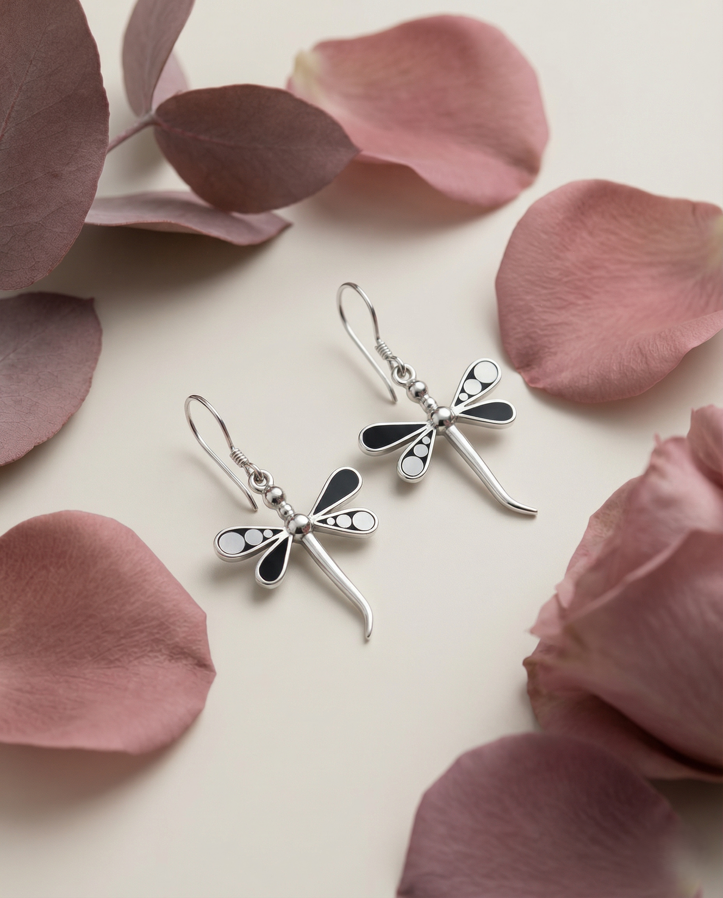 Dragonfly | Siyah Sedef Küpe
