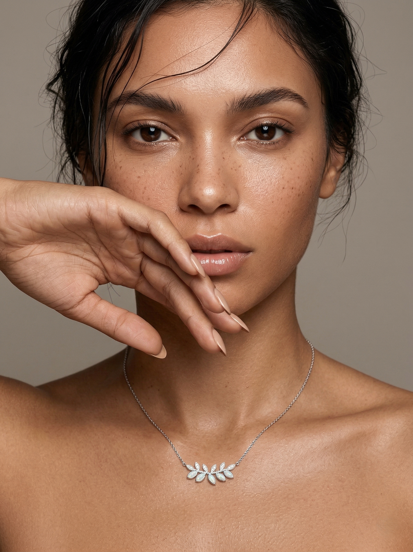 Daphne White Opal & Crystal Necklace