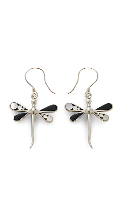 Dragonfly | Siyah Sedef Küpe