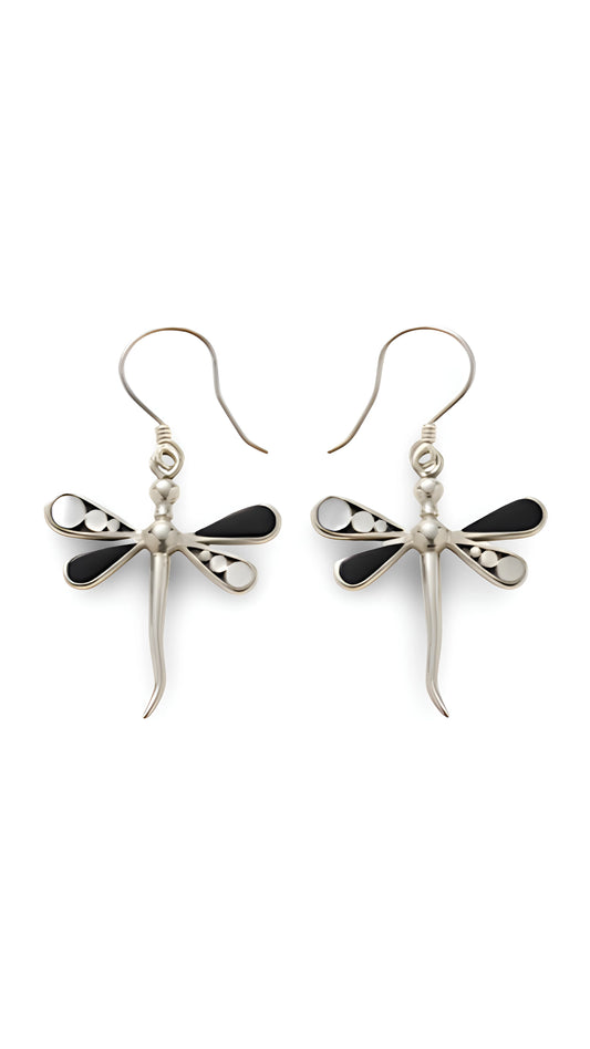 Dragonfly | Siyah Sedef Küpe
